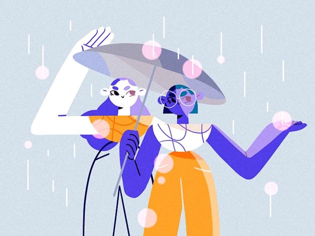 春雨女孩 季节拟人化IP的平面设计人物插图探索